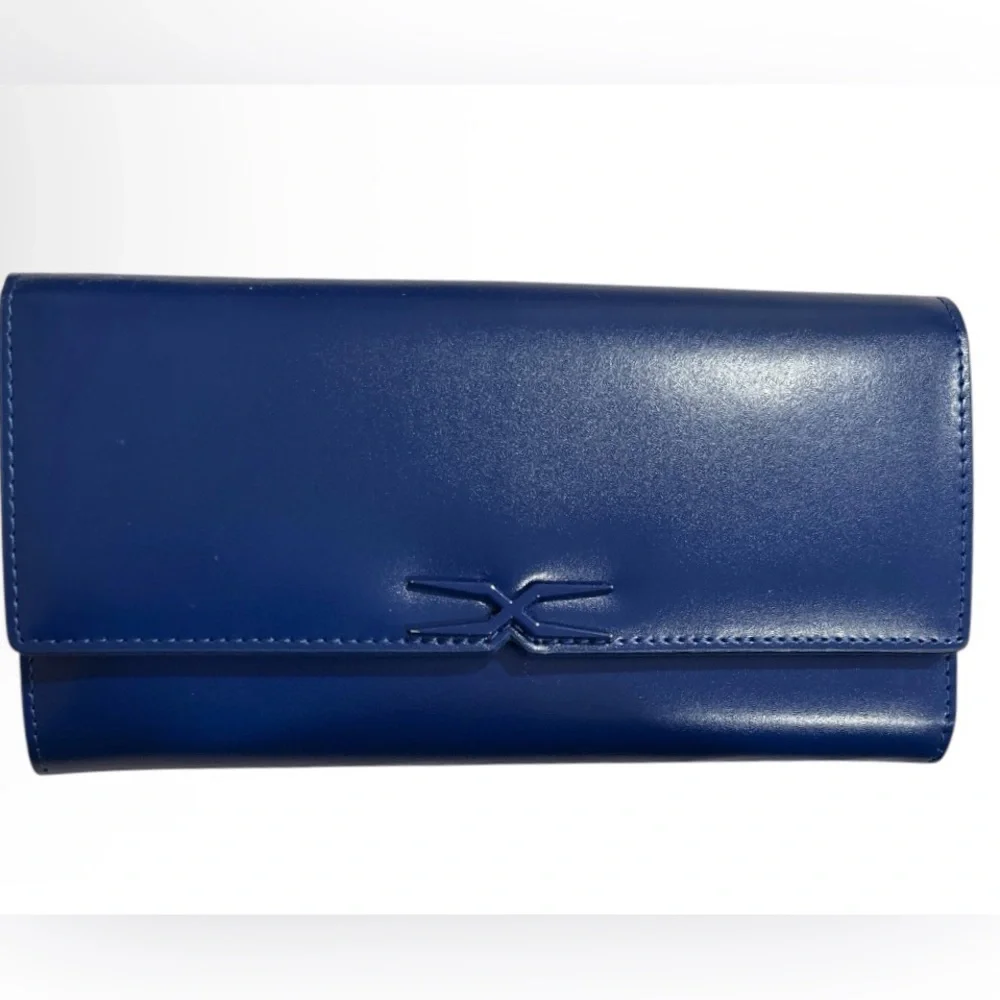 Each Other Paris blue leather long wallet retail $308